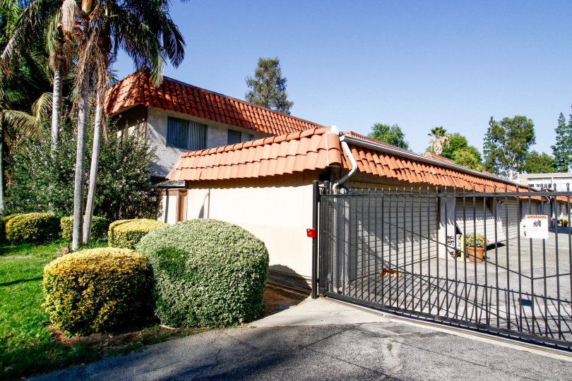 The gate for parking at 5740 Etiwanda Ave in CA California