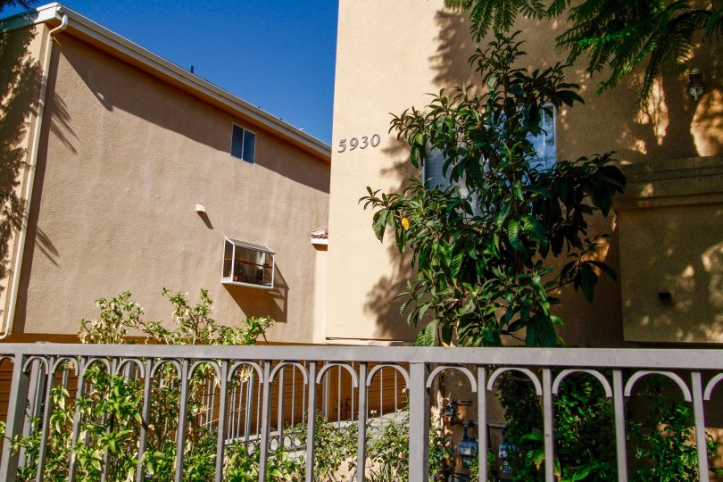 The address of 5930 Etiwanda Ave on the building
