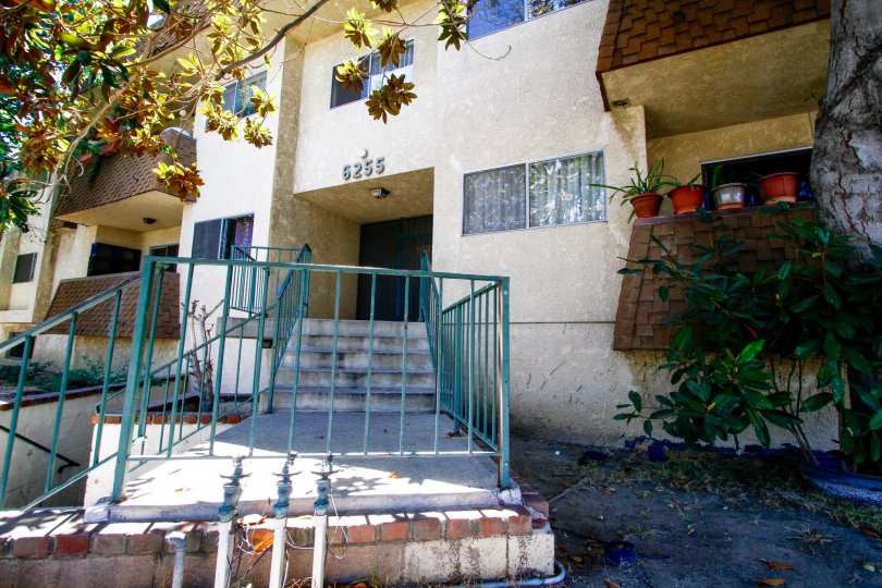 The stairs leading up to 6255 Woodlan Ave