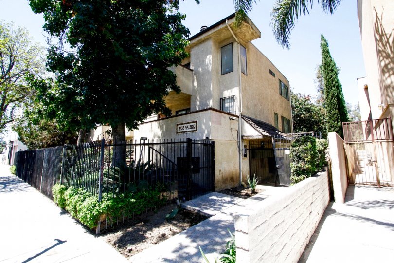 The entrance into Valerio Townhomes in Van Nuys