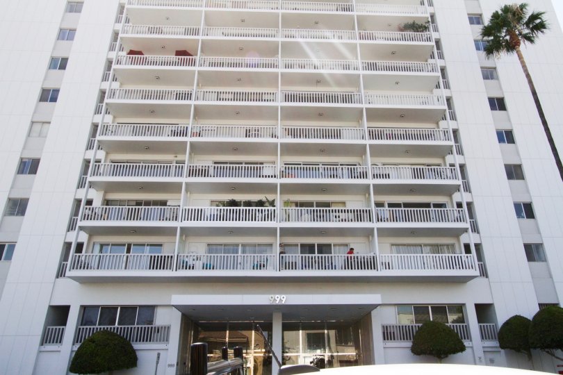 The balconies seen at the Doheny West Towers in West Hollywood