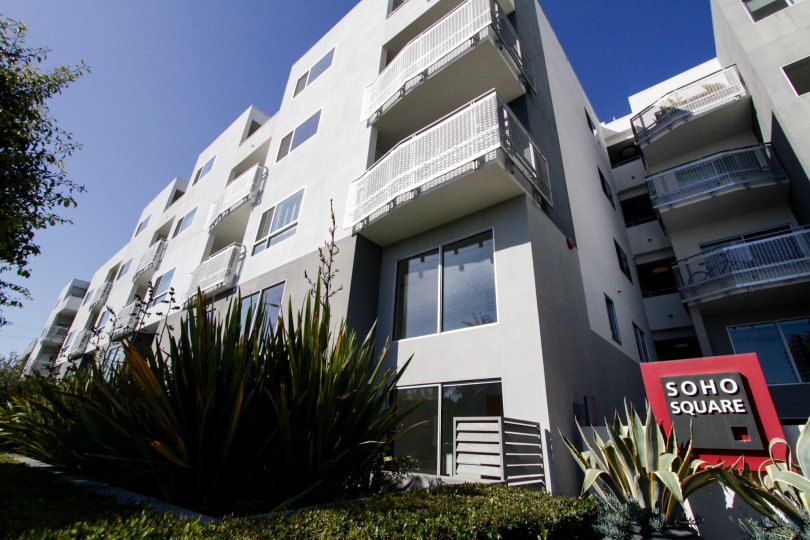 The balcony on units at Soho Square in West LA