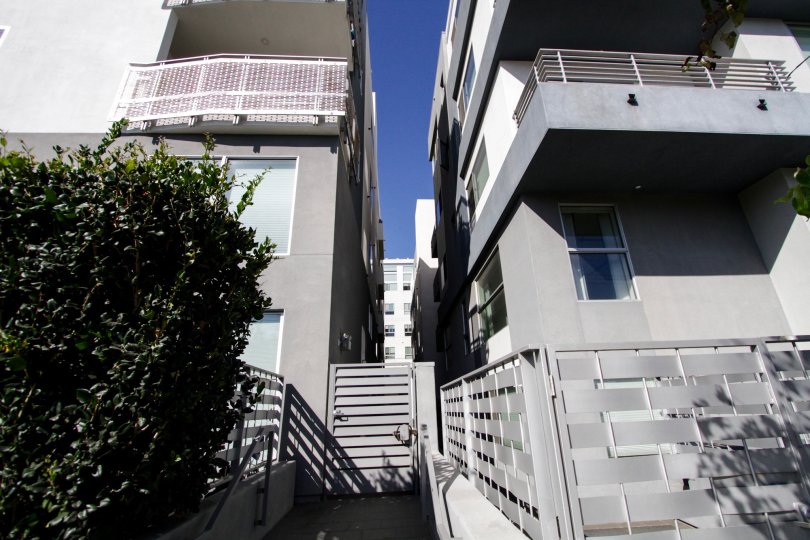 The side entrance between buildings at the Soho Square