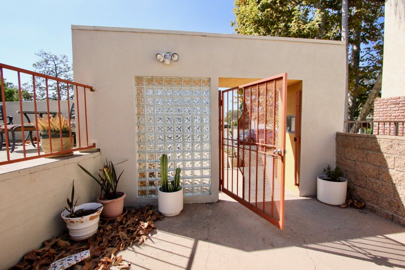 The gate into Kentwood Villas in Westchester, California
