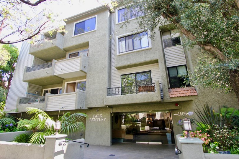 A nice modern apartment structure in the sunny city of Westwood, California