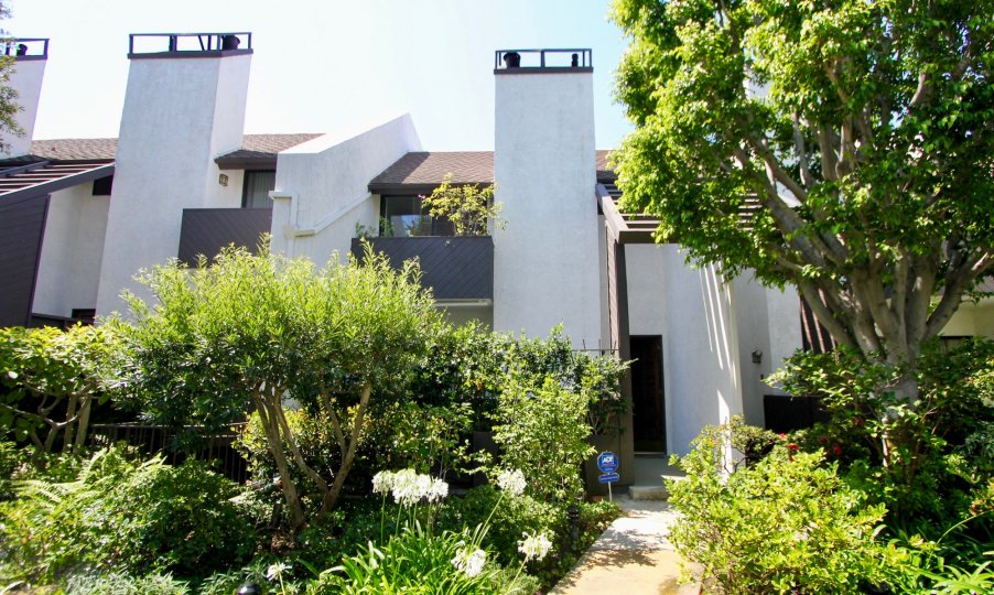 The building entrance in village townhouses of westwood should be covered by beautiful plants.