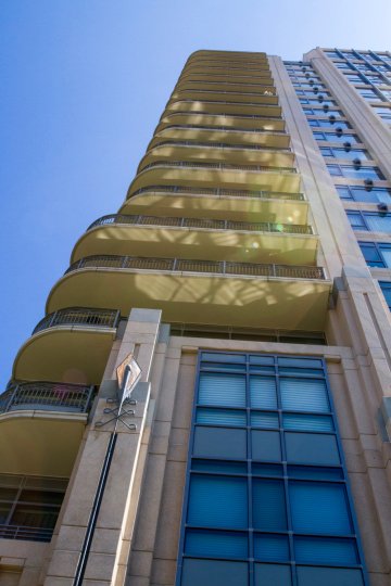 The balconies seen at the Wilshire Lencrest in Westwood