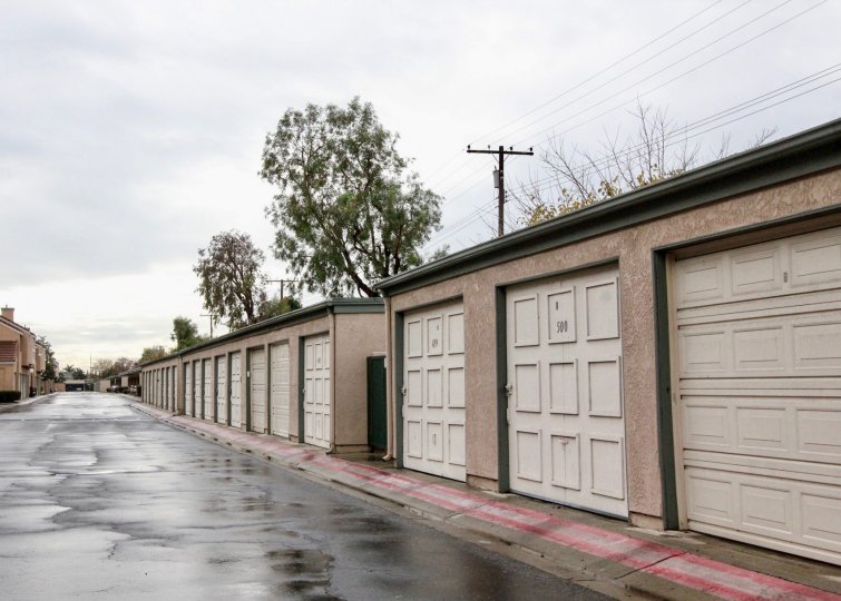 Nice parking area with electricity lines in Evergreen Village of Anaheim