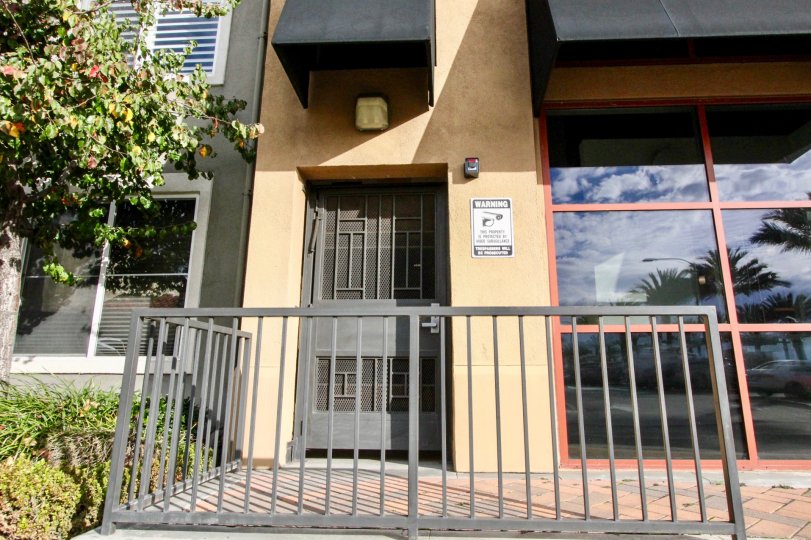 Secure side entrace to the Stadium Lofts residing in Anaheim California.