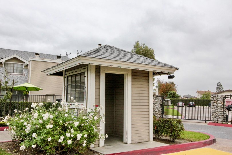 THE BUNGALOW IN THE WELLINGTON LANDING WITH THE FLOWER PLANTS, CAR PARKING, UMBRELLA