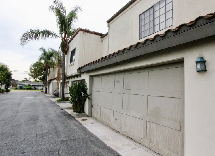 In front of a house at Palm Villas with some palm trees.