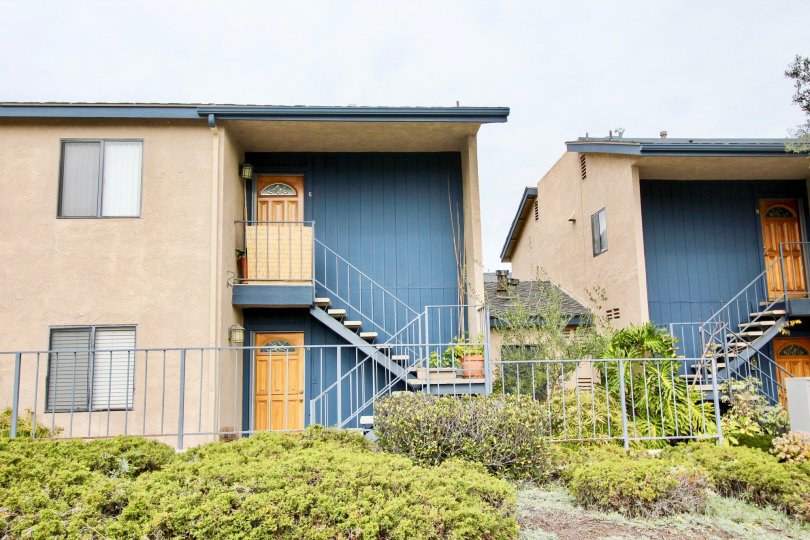 Side view with stairs of Sea View Condos community, Dana Point, CA