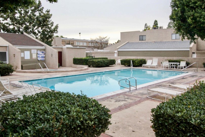 A quiet day by The Arbor community pool located in Fullerton, CA