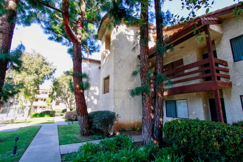 Excellent view of garden and balcony with trees around in Newman Terrace of Huntington Beach