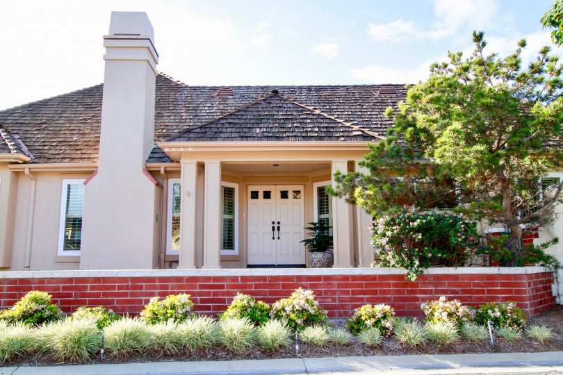 Seacliff on the Greens home with a red brick wall and a tree on a sunny day.