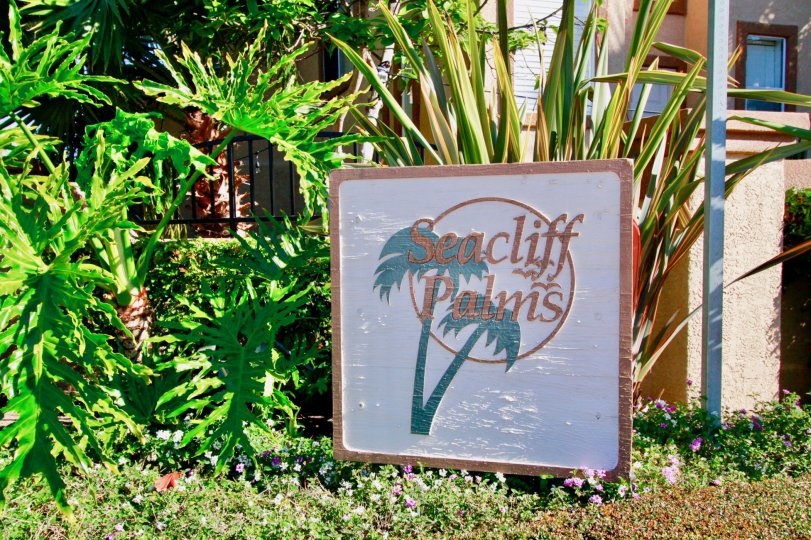 Fabulous garden around villas with Display Board in Seacliff Palms of Huntington Beach