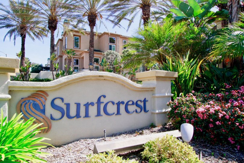 A stunning view of the entrance at Surfcrest, Huntington Beach, California