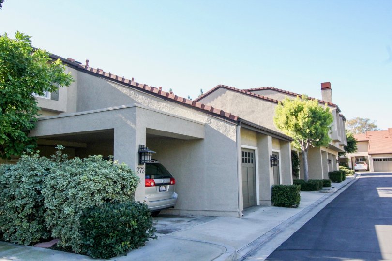 Beautiful street view of the Princeton Townhomes in Irvine, California