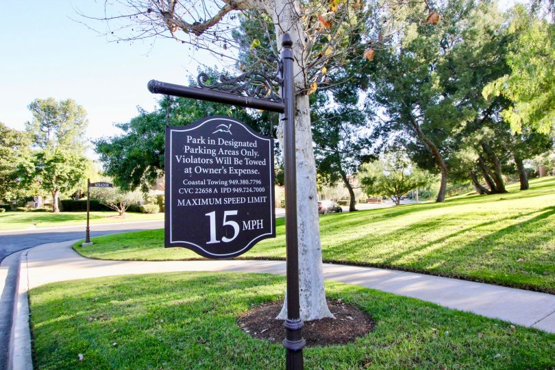 A speed limit signage in Turtle Rock Pointe community.