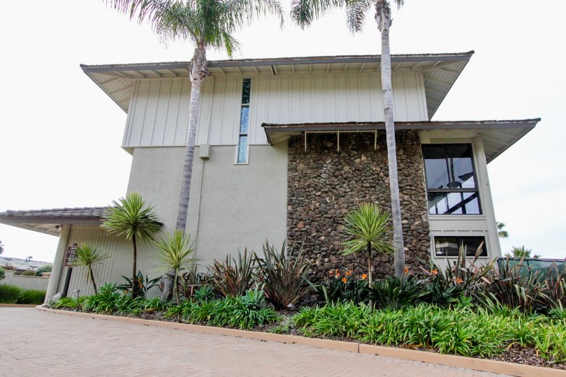 Blue Lagoon's classy building with it's stonewall design in the Laguna Beach, California