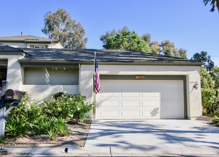 An american flag is placed in a house at Foothill Townhomes.