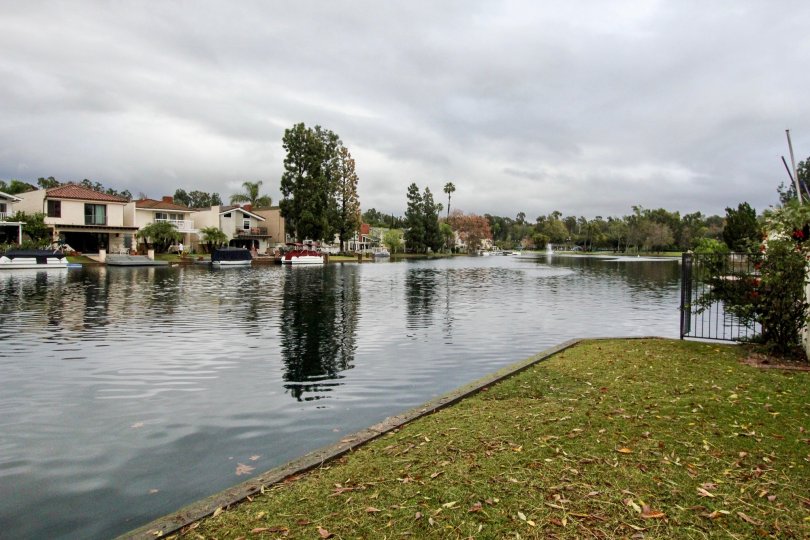 Overcast above lake at Lake Forest Keys in Lake Forest, CA