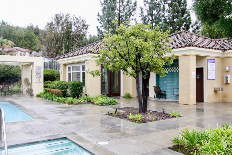 Outdoor pool area at Palermo in Lake Forest, California