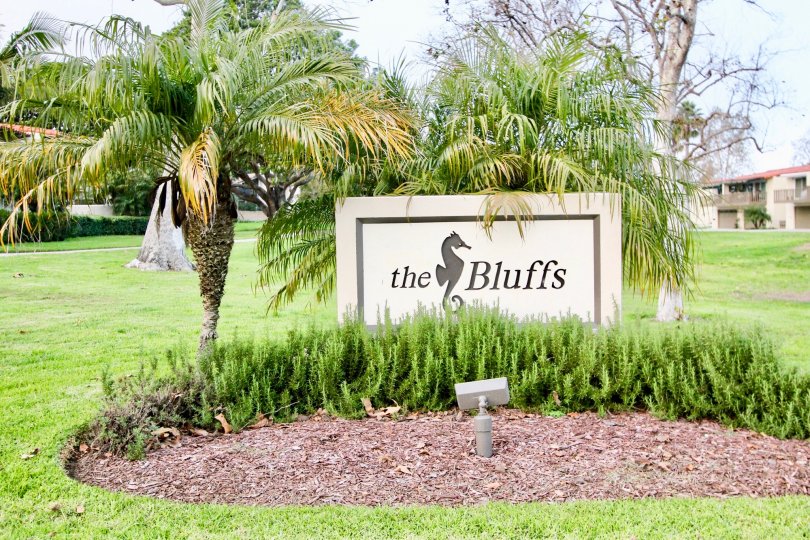 a warm day in the the bluffs with park that has garden around