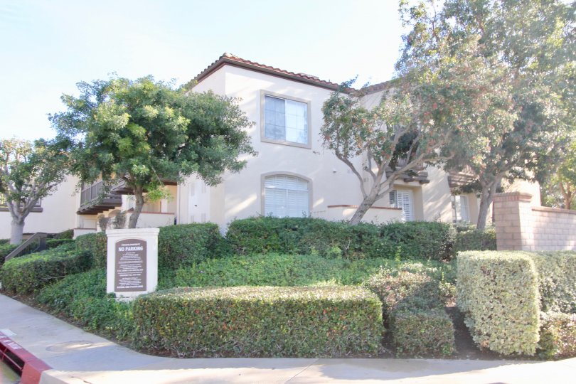 The bushes outside a home in Canyon Hills with trees and a sidewalk