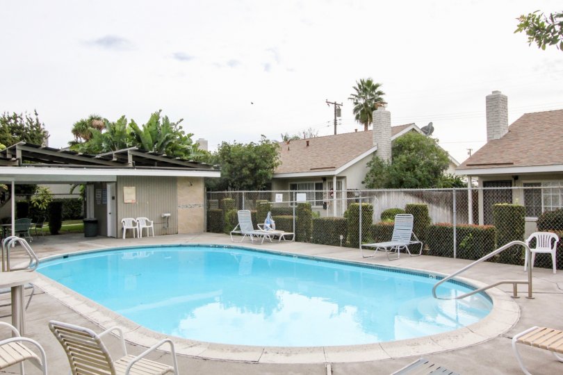Pool area in The Californian community in Organge California