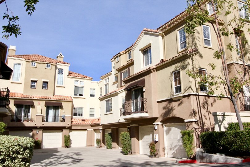 A very large tan complex in Barcelona community in Rancho Santa Margarita, california.