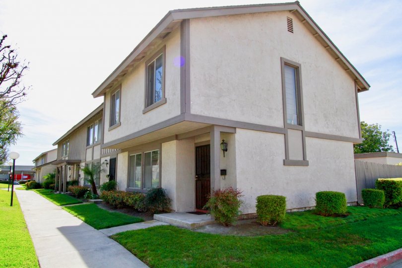 Beige exterior for the Bradford Place in Santa Ana, California