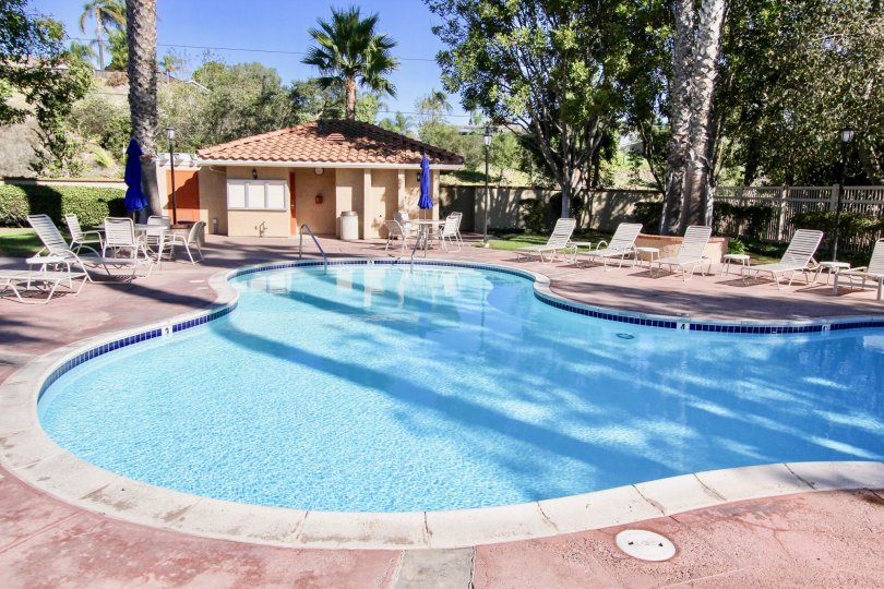 A relaxing pool setting at Monarch Villas in Carlsbad, California
