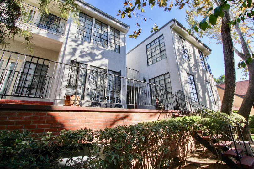 Corner side view with staircase of Orleans East community, Carlsbad, CA