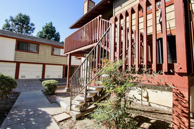 Side staircase of Hilltop Village community residence in Chula Vista, CA
