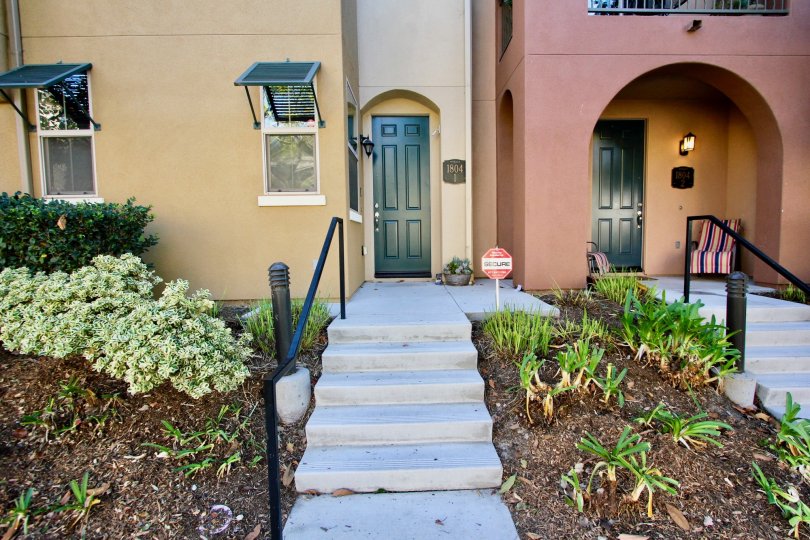Stairways leading to front door of Mosaic in Chula Vista, California