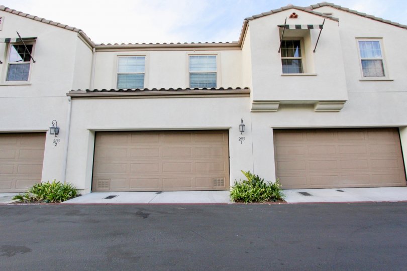 Front entrance garage door in front of Summit at Eastlake community, Chula Vista, CA