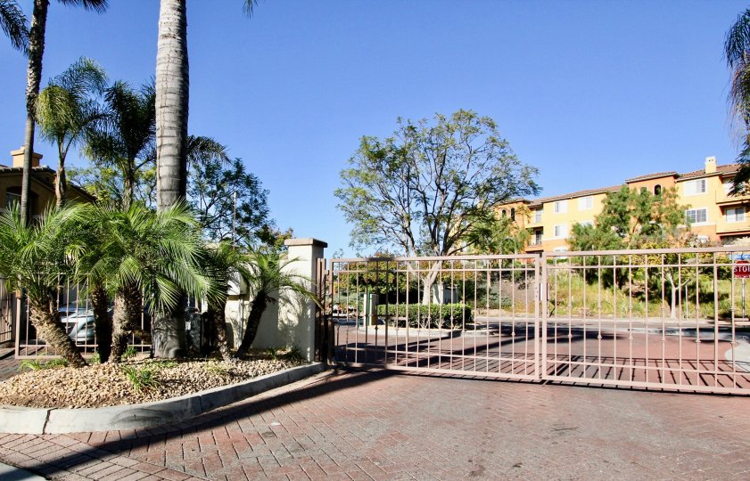 The exterior view of Tivoli Villas and the gated community entrance in Chula Vista