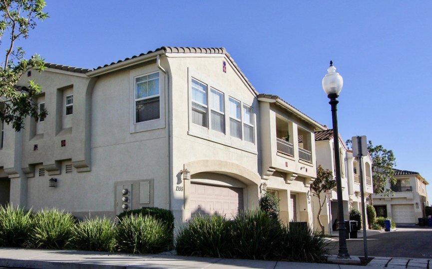A glimpse back from the street at the beautiful homes in the Tivoli Villas Community in Chula Vista, CA