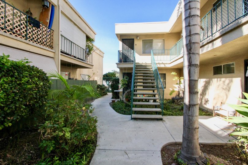 Walkway with staircase in Cole Manor South, Clairemont Mesa, CA