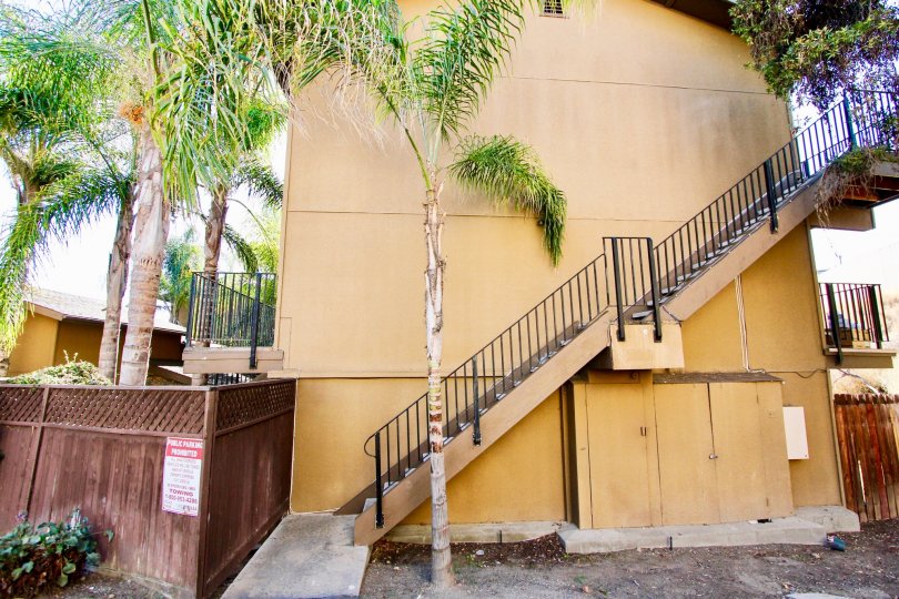 Adelaide Gardens ,College Area  State: California, black steps,cream building