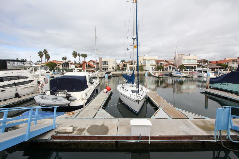 The harbor in the Bahama Village with many boats and various types