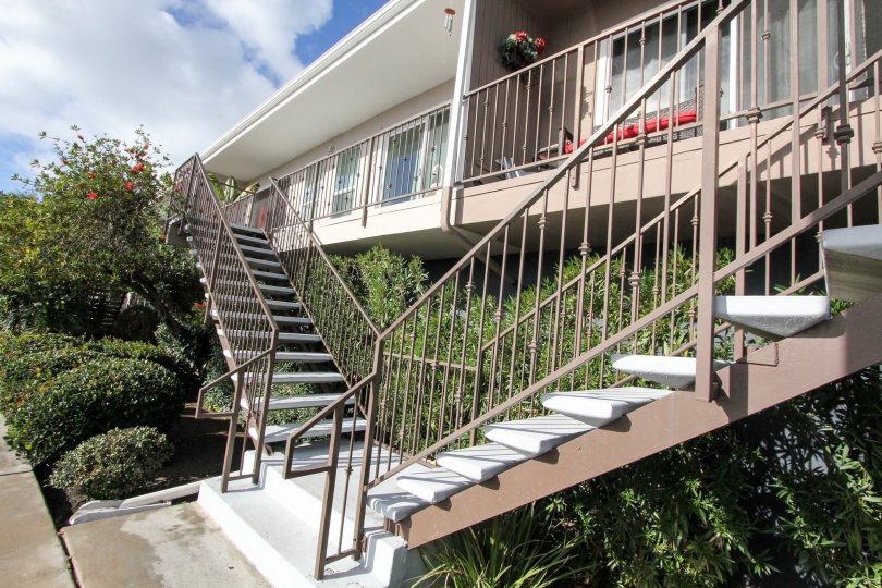 Sunny housing in California america with stairs sunny day