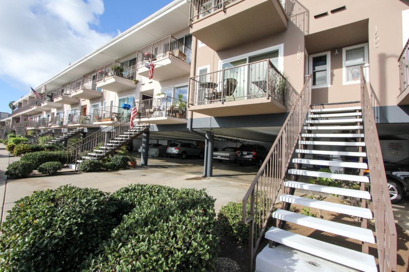 Stairway attached to residential building at Glorietta Bay in Coronado California