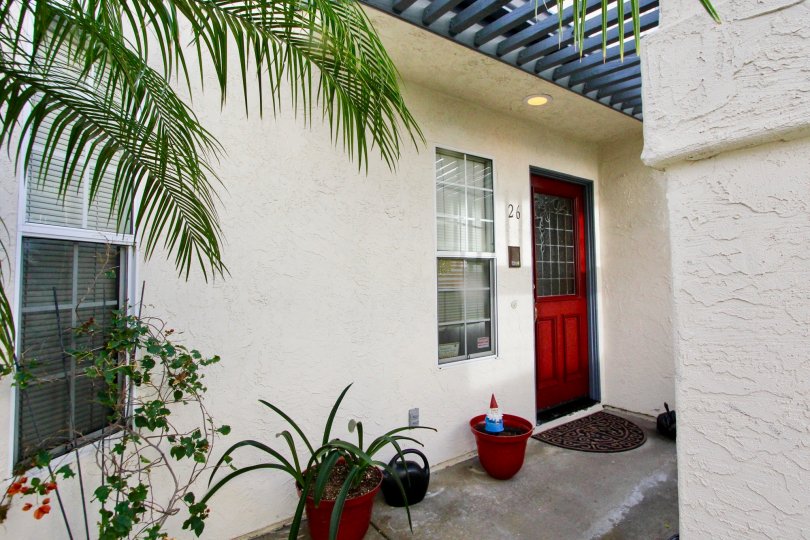 Front door to residence at Oxford Park in Coronado California