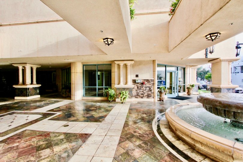 Tiled common area with fountain in Regatta Bay, Coronado, CA