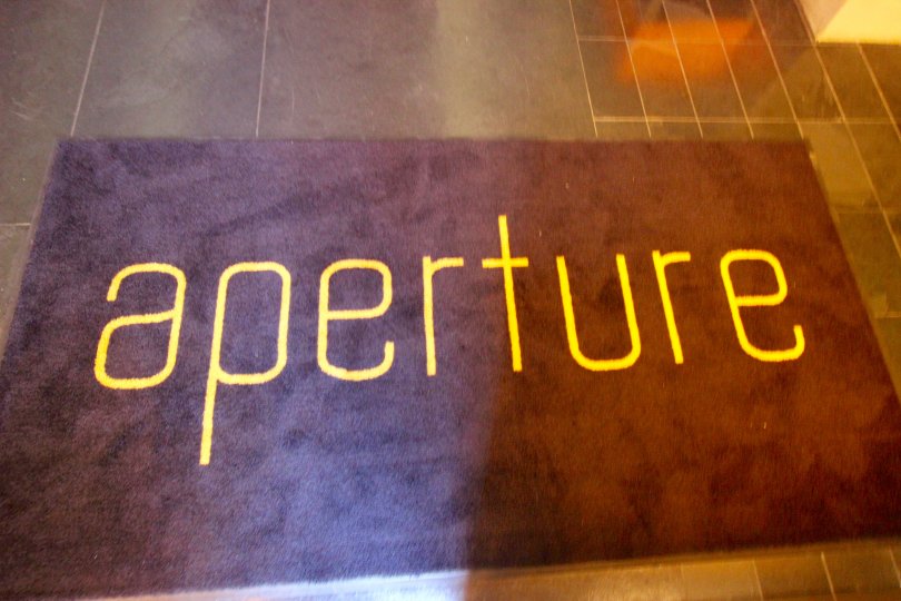 The cheerful welcome mat at Aperture in Downtown San Diego, CA