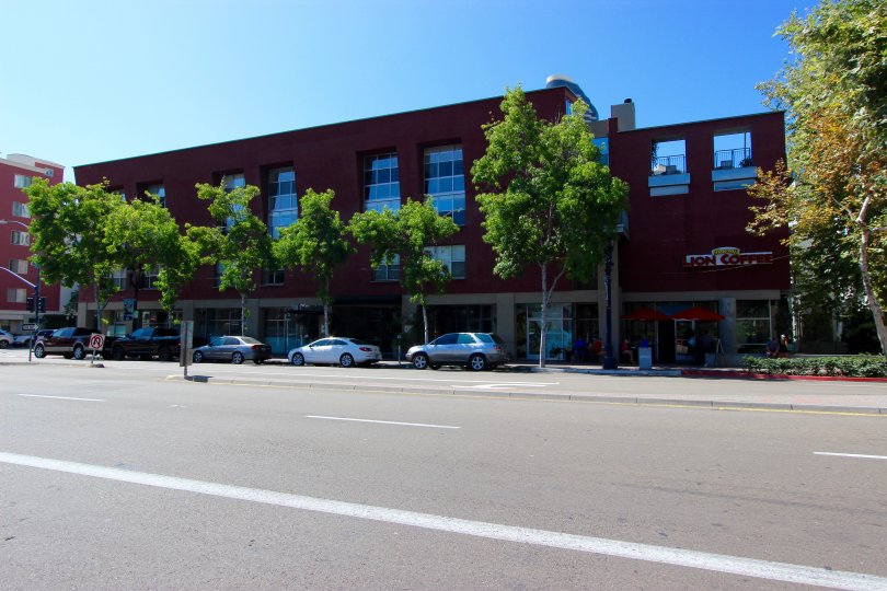 A storefront strip view in Atria Downtown San Diego CA.