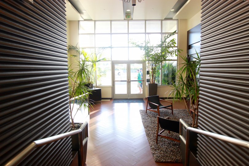 The entrance to a building in the Breeza community in Downtown San Diego CA