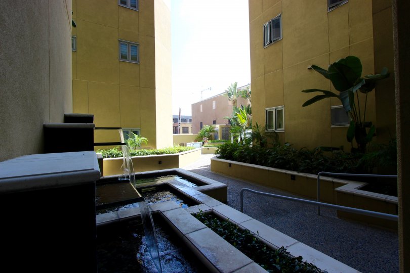 The courtyard view of A buliding in the Element community in Downtown San Diego CA